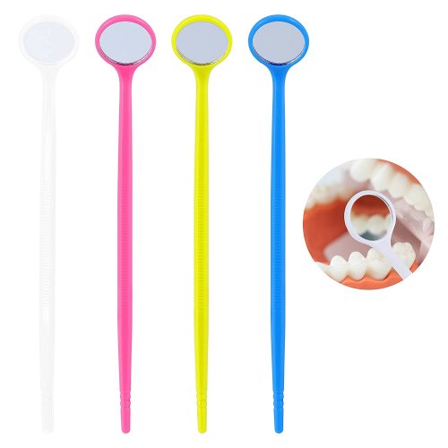 100 Pcs Dental Disposable Mouth Mirrors Plastic Mixed Color Photographic Mirrors