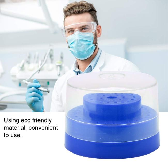60 Holes Dental Burs Holder Bur Block Case Box With Plastic Lid Blue Dentist Drill Placement Box Disinfection Holder Dental Tool