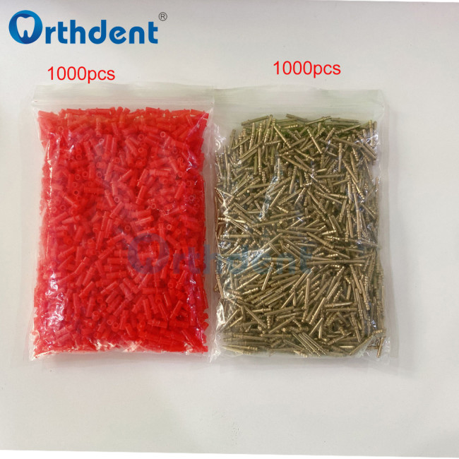 Orthdent 1000pcs/bag Dental Material Brass Dowel Pin with 1000pcs Sleeve Long Medium Short 20MM 16MM 10MM 3 Sizes Dental Equipments Tool