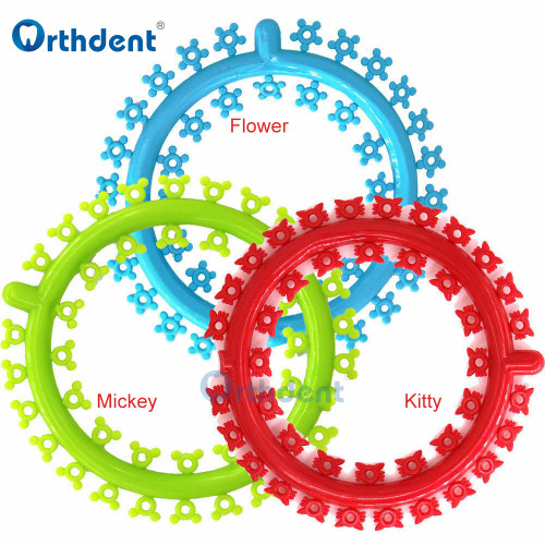 Orthdent 1000Pcs/Bag Dental Orthodontic Cartoon Ligature Ties Mickey/Flower/Kitty Cat 3 Sizes Mixed Dental Supply Teeth Aligners