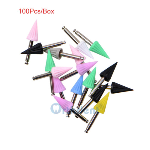 100 Pcs/Box Dental Polishing Brush Dentistry Silicone Rubber Polisher Cup Umbrella Dentist Materials Mixed Type Color