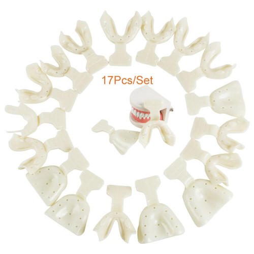 1 Set Dental Impressions Trays Full Mouth Edentulous Jaw Plastic Thermoform Autoclave Tray Perforated Dentistry Tool