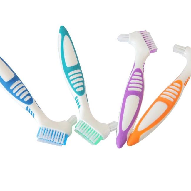 1PCS Denture Cleaning Toothbrush Multi Layered Bristles False Teeth Brush Oral Care Tools Rubber Handle Materials Dental Scalers