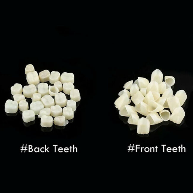 50 Pcs/Box Dental Temporary Teeth Crown Veneers Anteriors/Posterior Front Thin Crowns Porcelain Resin Whitening Dentist Supplies