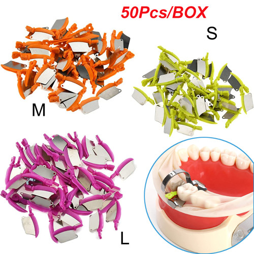 50 Pcs/Box Dental Wedge Guard With Metal Prime Teeth Interproximal Plastic Knife Protection Matrix S/M/L
