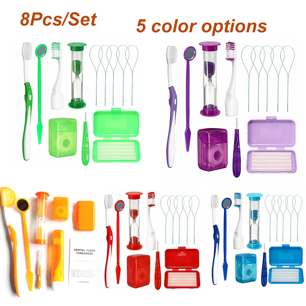 5 Kits D'Hygiène Dentaire Orthodontique - Cire, Miroir, Brosse à Dents, Ligatures, Fil Dentaire