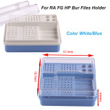 96Holes Dental Endo Box Bur Holder Plastic Autoclave For HP RA 15 RA 10  FG15  GF10 Blue / White
