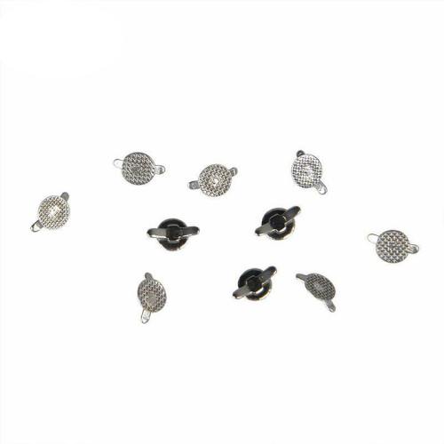 10Pcs/Bag Dental Orthodontic Lingual Buttons with Cleat Double Wing Mesh Round Base Bondable Stainless Steel Dentistry Material