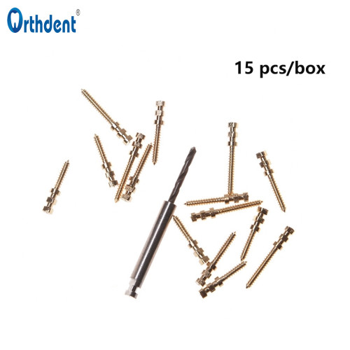 15Pcs/Box Dental Pins Conical Screw Post Drill 24K Gold Refill Plated Tapered Front/Back Teeth