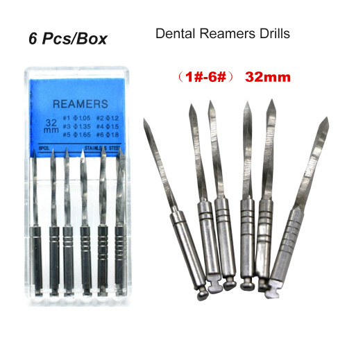 Orthdent 6 Pcs/Box Dental Reamers Drills Files Endodontic Stainless Steel Conical Screw Post 1#-6# Dentistry Lab Tool Instruments