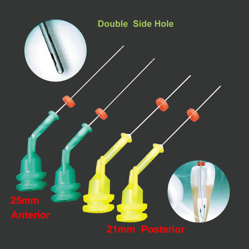 1Set Dental Irrigation Endo Needle Tip Reusable Elbow Double Side Hole Root Canal Cleaning Syringe Anterior Posterior Teeth Dentist Tools