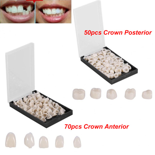 70Pcs/Box Dental Temporary Crown Veneers Anteriors/Posterior Teeth Methacrylate Resin Teeth