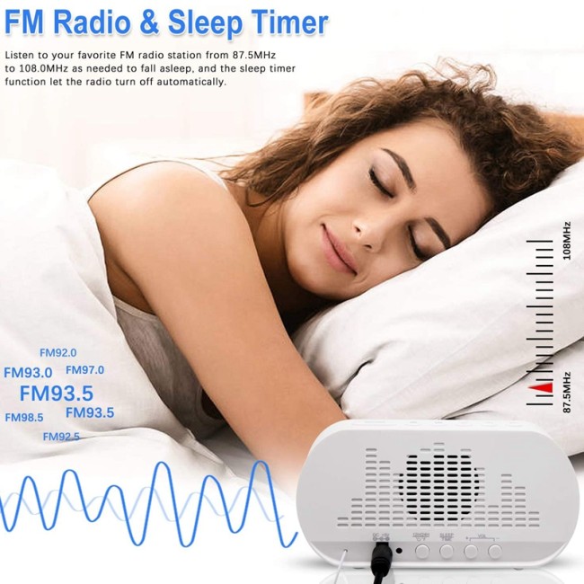 Alarm Clock Radio FM With Sleep Timer Dual Usb Phone Port Charging Digital LCD Display Dimming Adjustable Volume Office Home Use