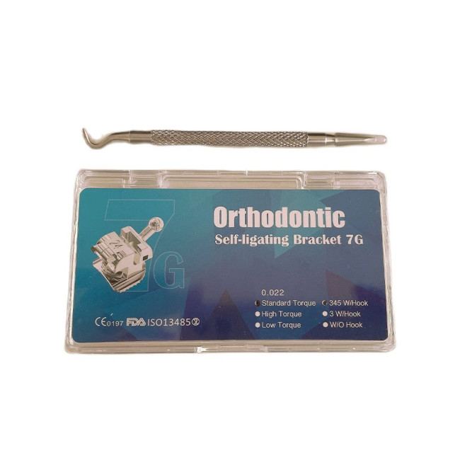 20 Pcs/Box Dental Orthodontic Self-ligating Brackets Braces for Teeth 7 G 0.022 Slot 345 Hooks Standard Torque Dentist Materials Consumables