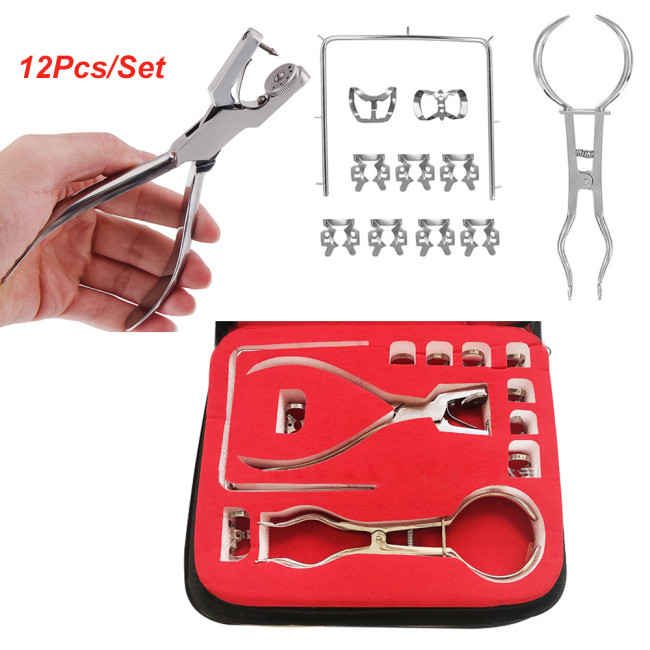 Orthdent 12 Pcs/Set Dental Rubber Dam Perforator Hole Puncher Pliers Teeth Care for Dentistry Lab Orthodontic Instrument Tools