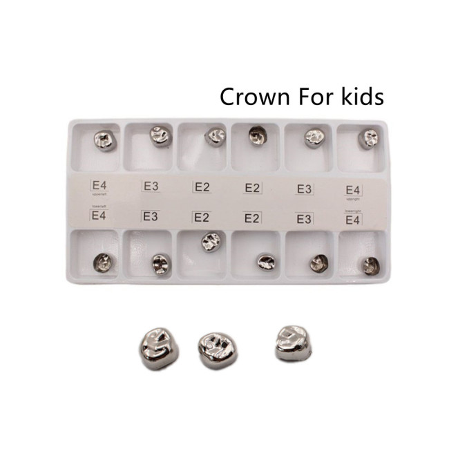 Orthdent 12Pcs/Box Dental Preformed Metal Crown Molar Temporary Adult/Kids Crowns Stainless Steel Dentistry Lab Tool Consumables