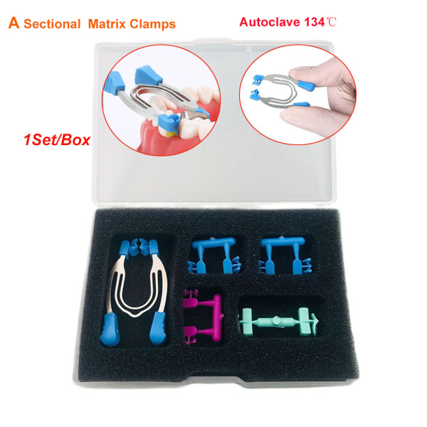 1Set/Box Dental Sectional Contoured Matrix Clip Matrices Clamps Wedges Spring Rings A Type Autoclavable Dentistry Tools Instruments