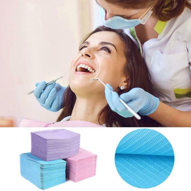 Orthdent 125Pcs/Bag Dental Hygiene Bib Disposable Waterproof Medical Paper Neckerchief Tattoo Bibs Dentistry Clean Pads Supply