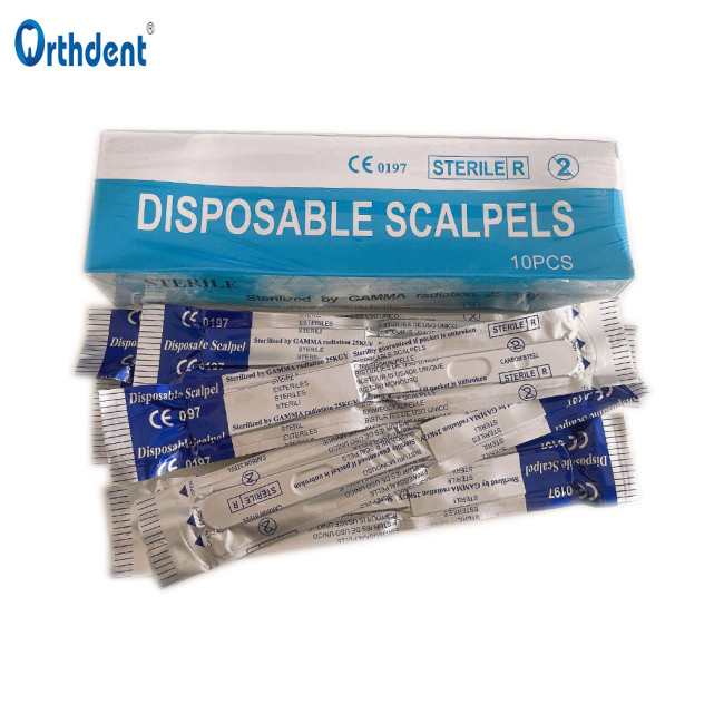 10Pcs/Box Dental Sterile Surgical Scalpel Blades Steel Plastic Handle Carving Knife Disposable Dentistry Lab Teeth Therapy Tools