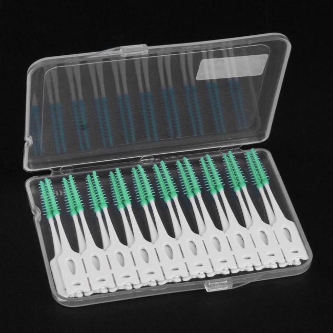 20 Pcs/Box Dental Floss Interdental Brush Soft Silicone Disposable Teeth Stick Toothpicks Tooth Pick Dentist Oral Care Cleaning