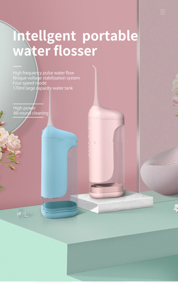 Portable Electric Oral Irrigator Water Flosser 4 Modes 170ml Rechargeable Jet Floss Pick 2 Tips Dentistry Tooth Cleaning Tools