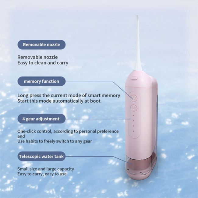 Portable Electric Oral Irrigator Water Flosser 4 Modes 170ml Rechargeable Jet Floss Pick 2 Tips Dentistry Tooth Cleaning Tools