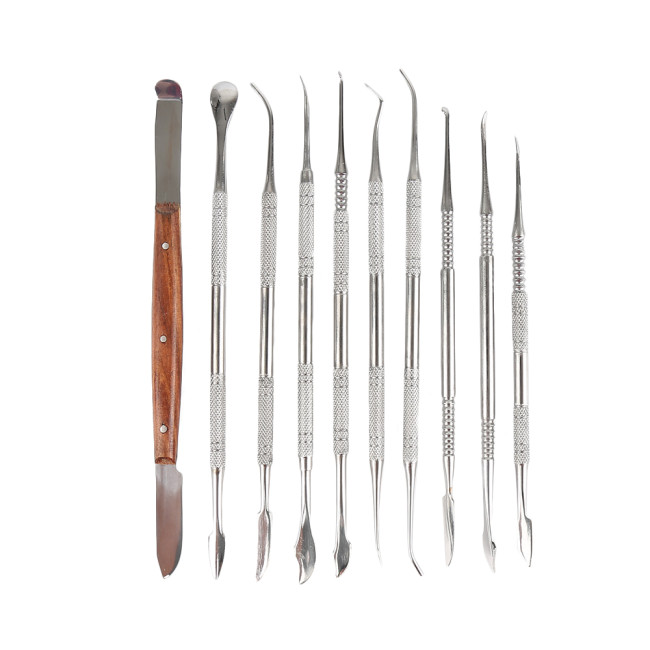 Orthdent 10Pcs/Set Dental Wax Carving Tool Set Stainless Steel Versatile Lab Equipment Dentistry Instrument Teeth Whitening Kit