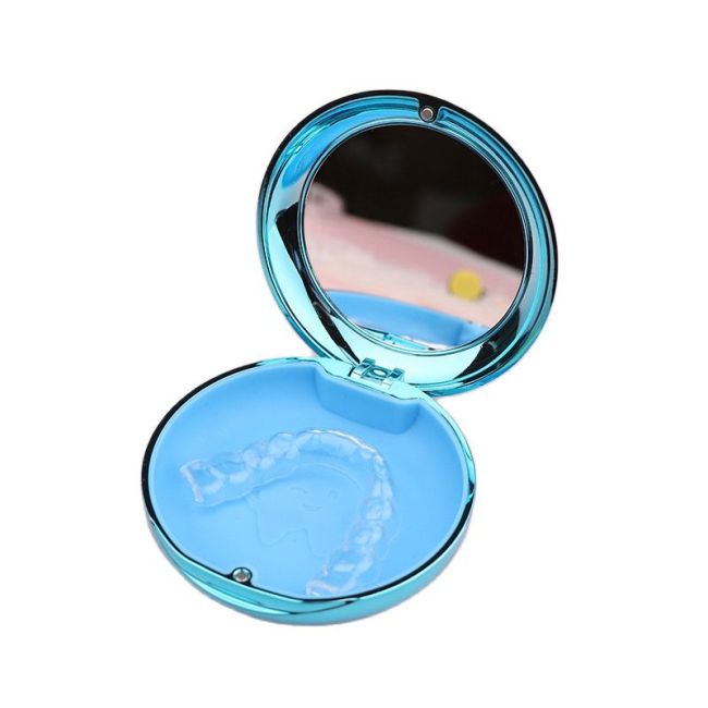 1 Pcs Denture Invisible Braces Storage Box Orthodontic Retainer False Teeth Case Mouthguard Container With Mirror Dentistry Tools