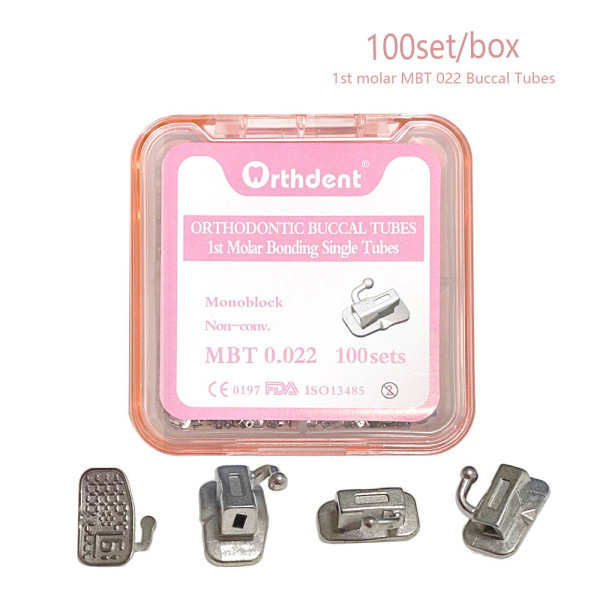 100Sets/Box Dental Buccal Tube 1st Molar MBT/ROTH 022 Orthdent Bondable Non-Convertible Monoblock/
