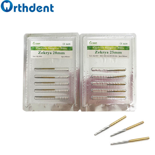 Orthdent 5Pcs/Blister Dental Carbide Burs Endo-Z/Zekrya 25mm/28mm Tungsten Steel Bur Surgical  Handpiece