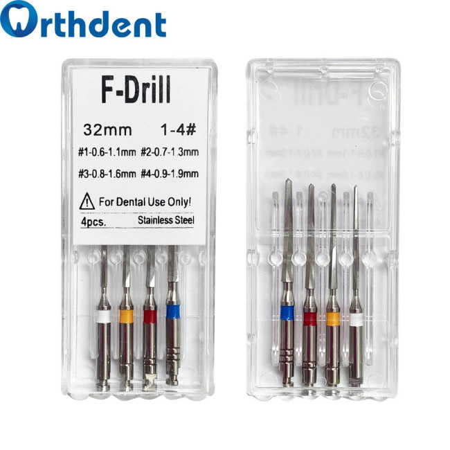 Orthdent 4Pcs/Set Dental Tool Metal Drills Rotary Engine Files