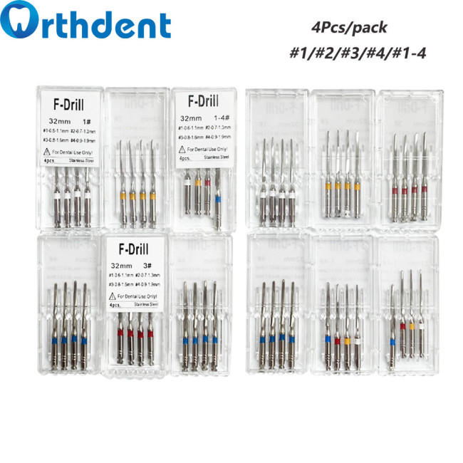 Orthdent 4Pcs/Set Dental Tool Metal Drills Rotary Engine Files