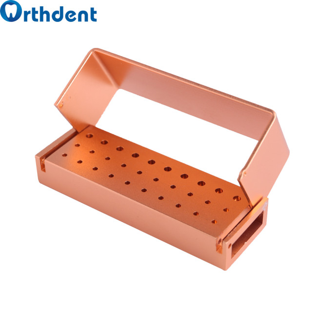 Orthdent Dental 30Holes Aluminium High Speed Bur Block Holder Autoclave Disinfection Box