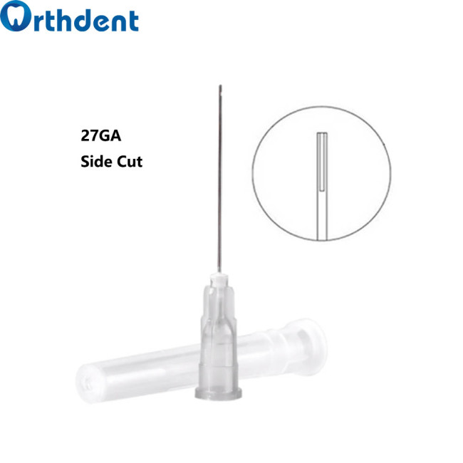 Orthdent 100Pcs Endodontic Irrigation Needle Tips Dental Disposable Syringe 30G/27G/25G Tooth Clean