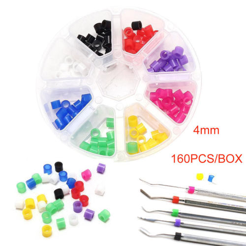 160Pcs/Box Dental Mix Color Silicone Code Rings 4mm Autoclavable Disinfection