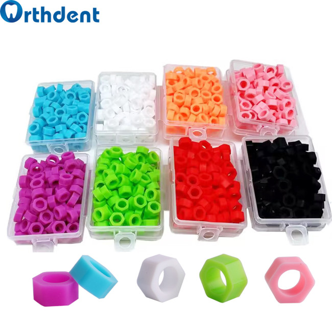 100Pcs/Box Dental Instruments Ring Code Mixed Color Autoclave-able Silicone Rings 6mm/4mm