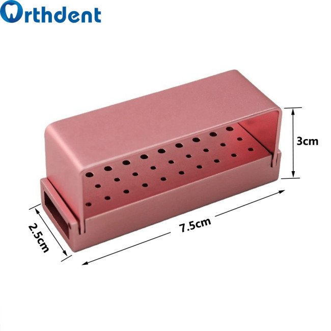 Orthdent Dental 30Holes Aluminium High Speed Bur Block Holder Autoclave Disinfection Box