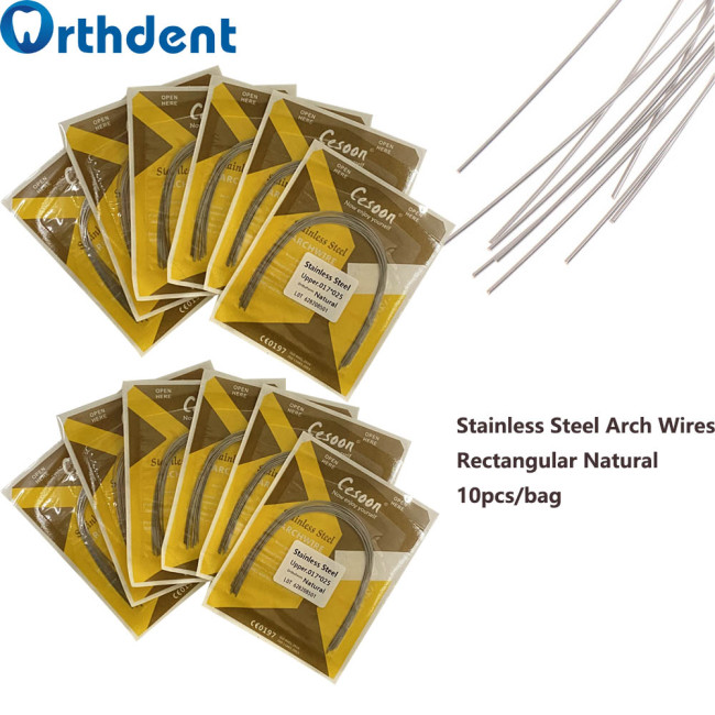 10Pcs/Pack Orthodontic Stainless Steel Arch Wires Rectangular Ovoid/Natural Form Upper/Lower