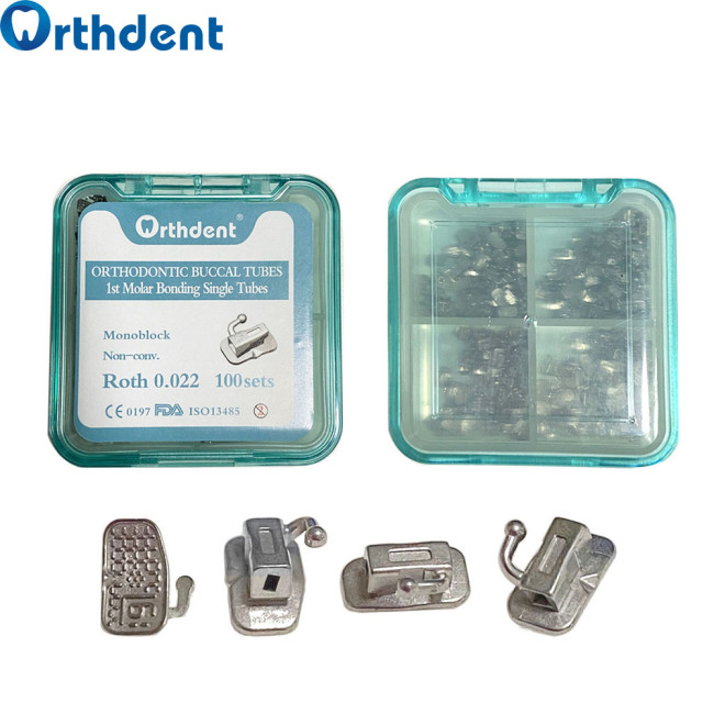 100Sets/Box Dental Buccal Tube 1st Molar MBT/ROTH 022 Orthdent Bondable Non-Convertible Monoblock/
