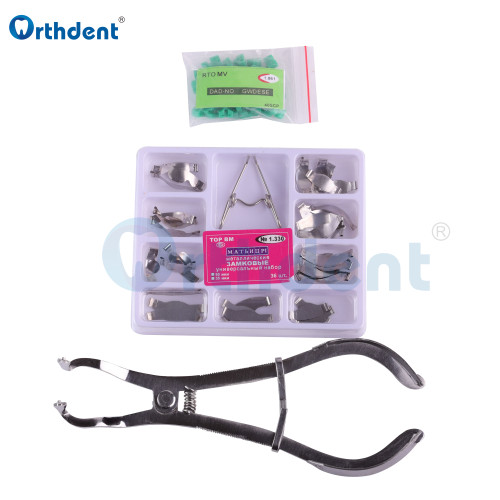 Orthdent 36Pcs/Box Dental Matrix Bands Sectional Contoured Matrices Wedges Spring Clip 330 Plier Silicon Rubber