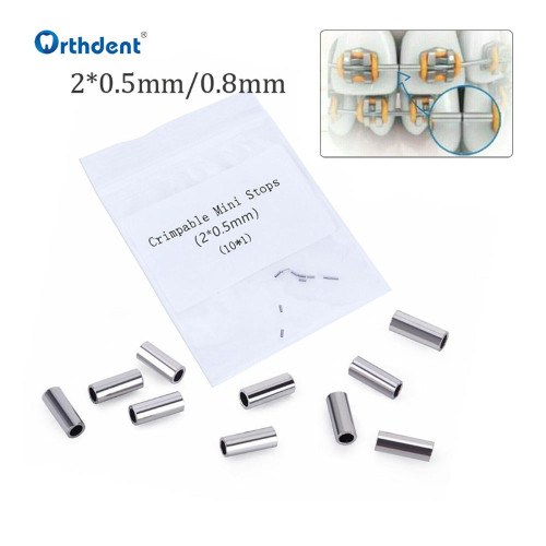 Orthdent 10 Pcs Dental Orthodontic Crimpable Hooks Mini Stops Buckle on Archwire Bracket Braces 0.5mm 0.8mm