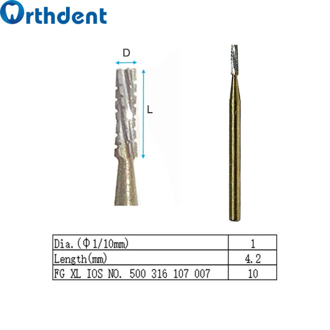 5Pcs/Kit High Speed Dental Surgical Carbide Burs Titanium Plated Tungsten Steel Finishing Drills FG-557 25mm