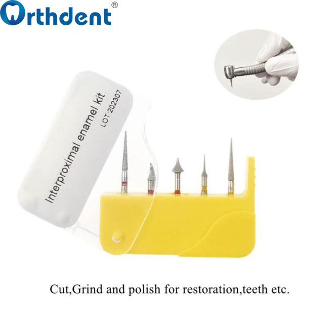 5Pcs/Kit High Speed Diamond Burs Dental Orthodontic Interproximal Enamel Reduction Set For Cutting Grinding Polishing Dentistry