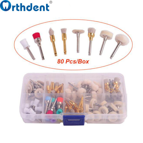 Orthdent 80Pcs/Box Dental Polishing Prophy Cup Brush Rubber Bowl Polisher Cups Mixed Alumina Nylon Flat Type Dentist Lab Tools