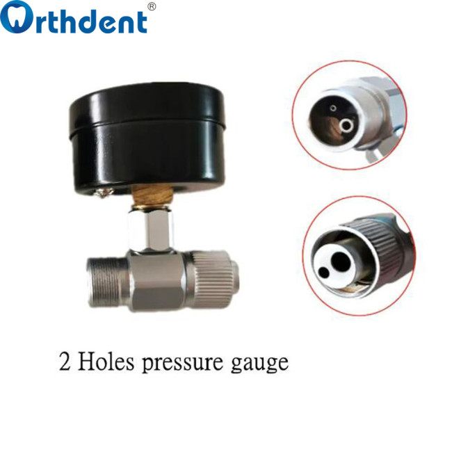 2Pcs/Box Dental Pressure Gauge Test Handpiece 0-100 PSI 2/4 Holes Pressure Meter