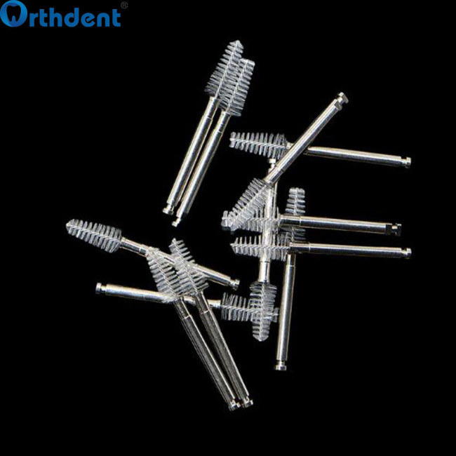 100Pcs Dental Root Canal Cleaning Brush Clean Tooth Interdental Pointed Flat Head RA Shank Teeth Clean Dentist Lab Instrument