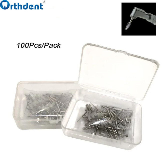 100Pcs Dental Root Canal Cleaning Brush Clean Tooth Interdental Pointed Flat Head RA Shank Teeth Clean Dentist Lab Instrument