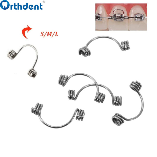 10Pcs/Pack Dental Orthodontic Torque Spring Anterior Teeth Torque Springs Stainless Steel for Rectangular Archwires Brackets