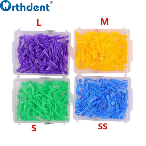 400pcs Dental Plastic Poly-Wedges with Holes 4 Colors 4 Sizes/Set