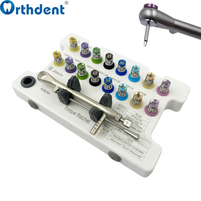 Dental Universal Prosthetic Implant Kit Screwdrivers Torque Wrench Repair Tools Fixture Restoration 16pcs/Set Colorful Dentist